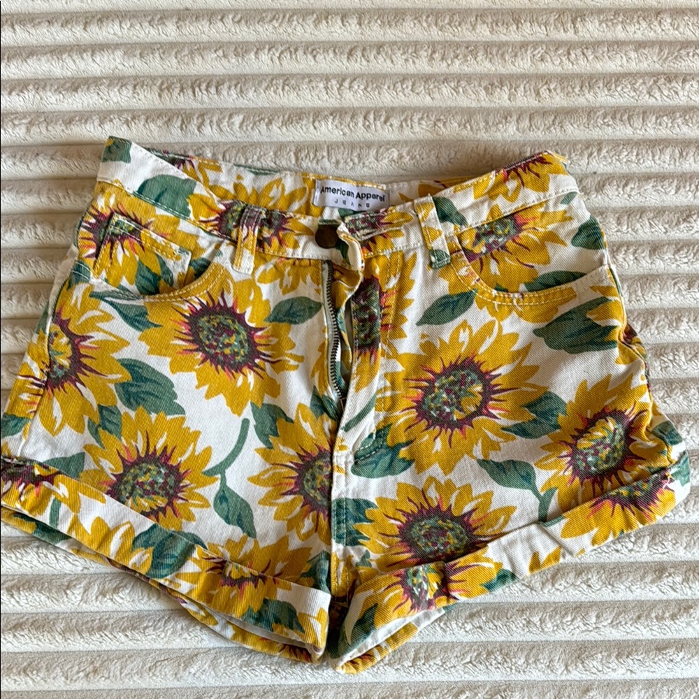 American Apparel - High Rise Sunflower Print Women's Shorts